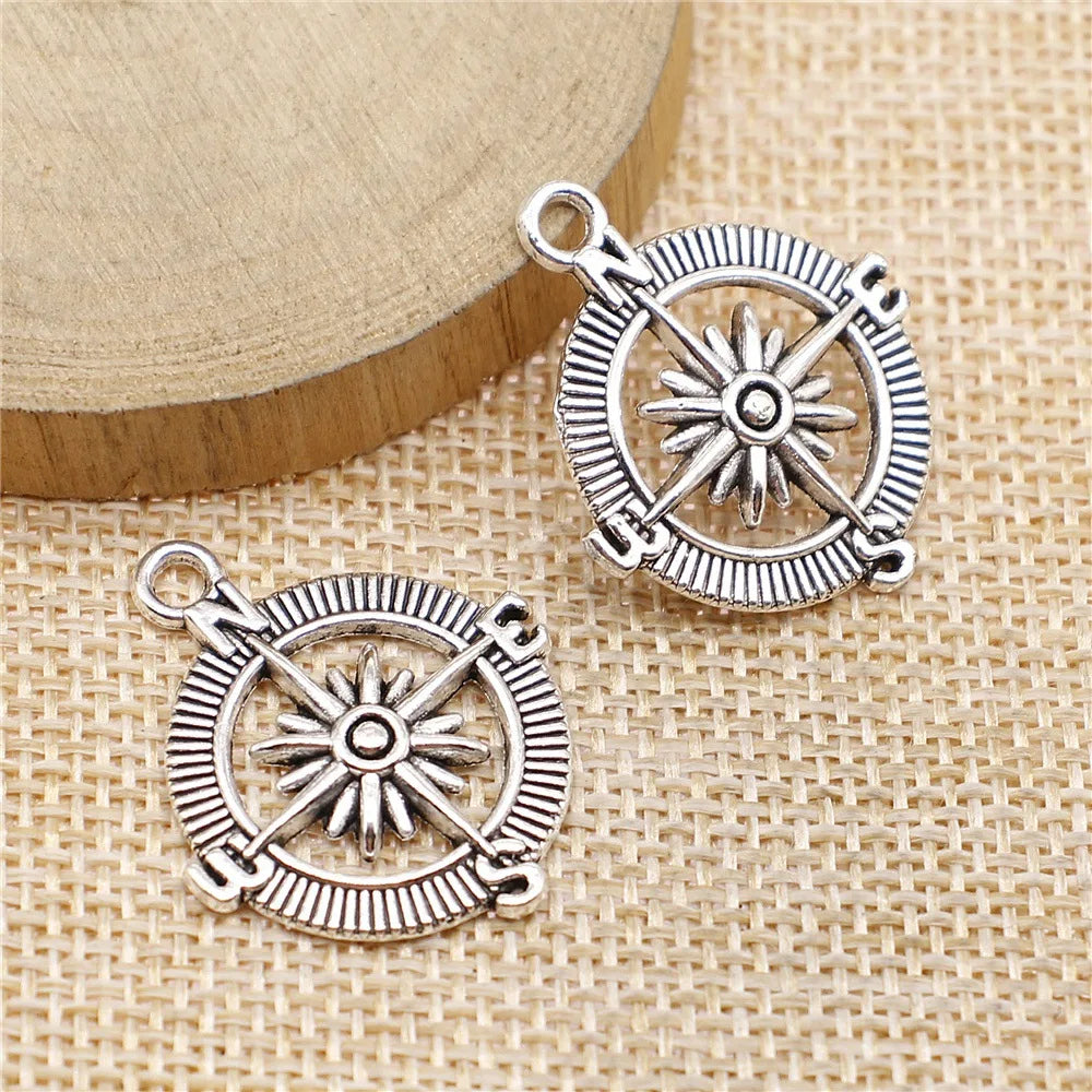 24mm 2.8g Multicolor Zinc Alloy Compass Charm Pendant for DIY Necklace Bracelet Jewelry Making