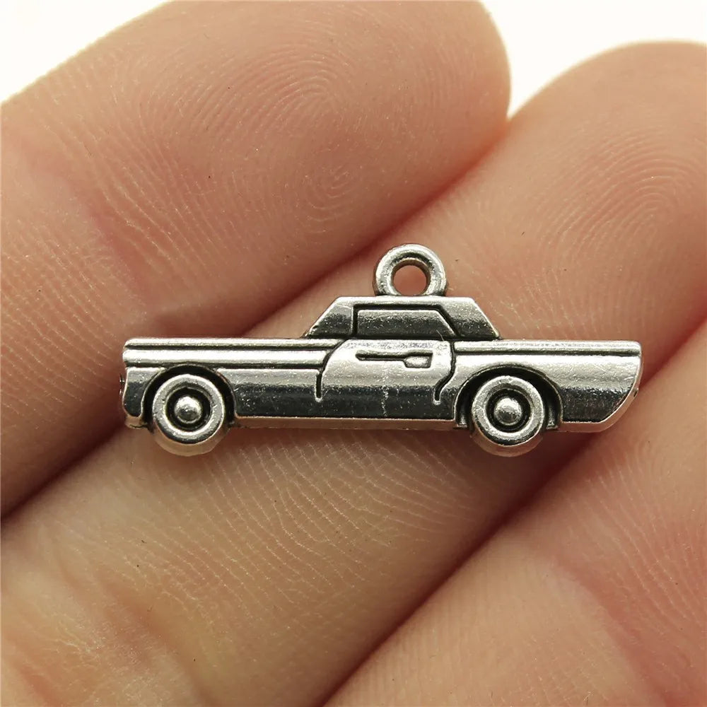 27mm 1.4g Antique Silver Zinc Alloy Sedan Car Charm Pendant for DIY Necklace Bracelet Jewelry