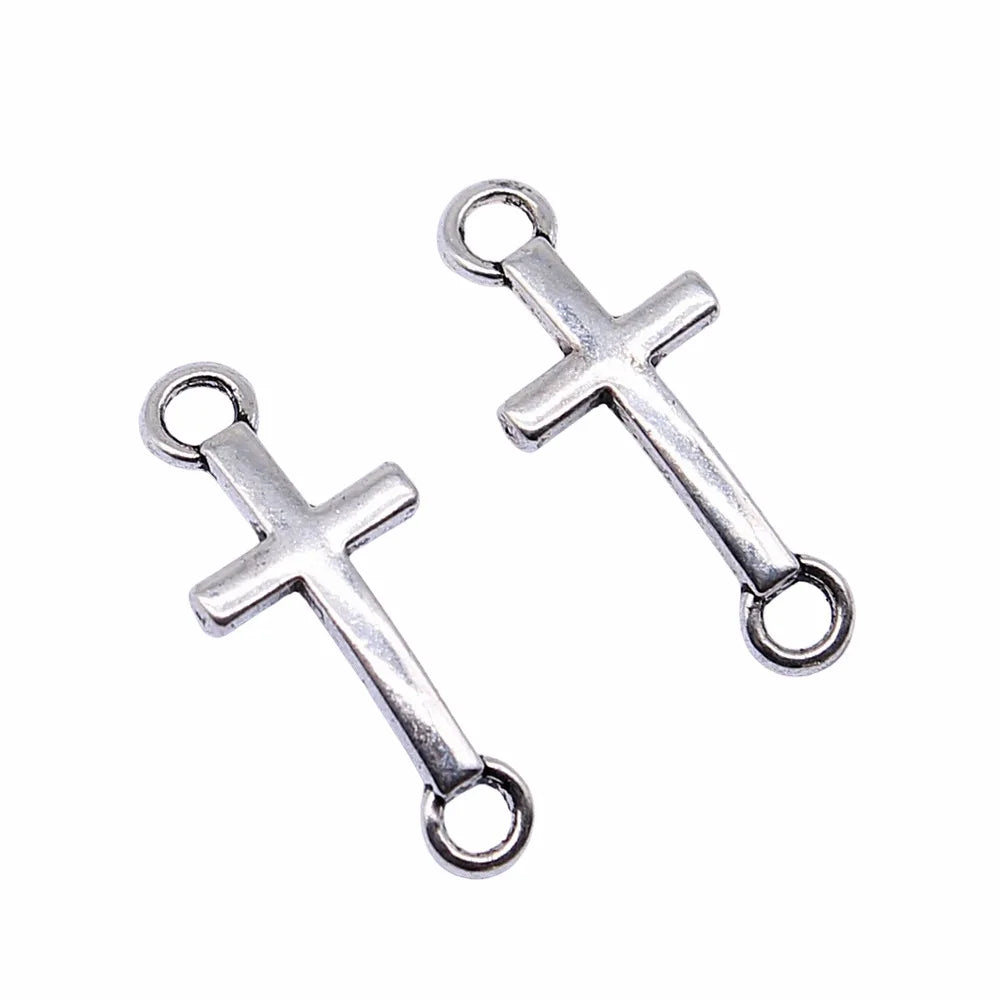 20x8mm 0.45g Antique Silver Zinc Alloy Cross Connector Charm for DIY Bracelet Necklace Jewelry Making
