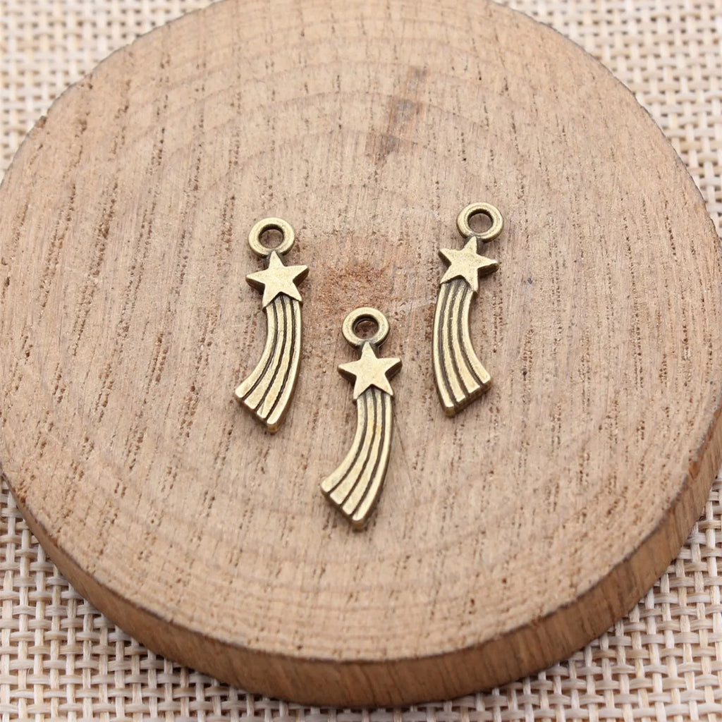 20x5.4mm 0.64g Zinc Alloy Star Comet Charm Pendant for DIY Celestial Necklace Bracelet Making
