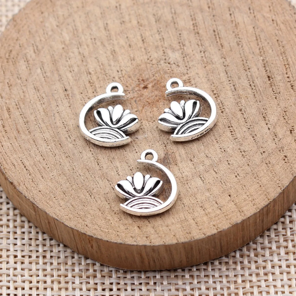 13x11mm 0.86g Antique Silver Zinc Alloy Lotus Charm Pendant for DIY Necklace Bracelet Jewelry Making