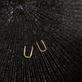 14K Gold Plated Copper U Shape Geometric Pin Stud Earrings Minimalist Daily Work Jewelry