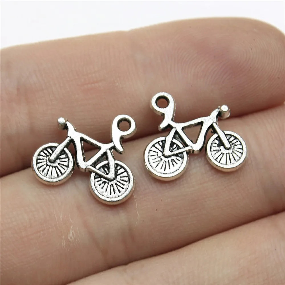 15x13mm 0.8g Antique Silver Zinc Alloy Bicycle Charm Pendant for DIY Bracelet Necklace Jewelry Making