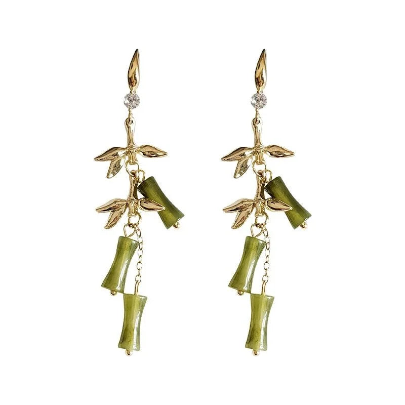 New Chinese Style Eco Copper Bamboo Segment Drop Earrings Handmade Fashion Jewelry