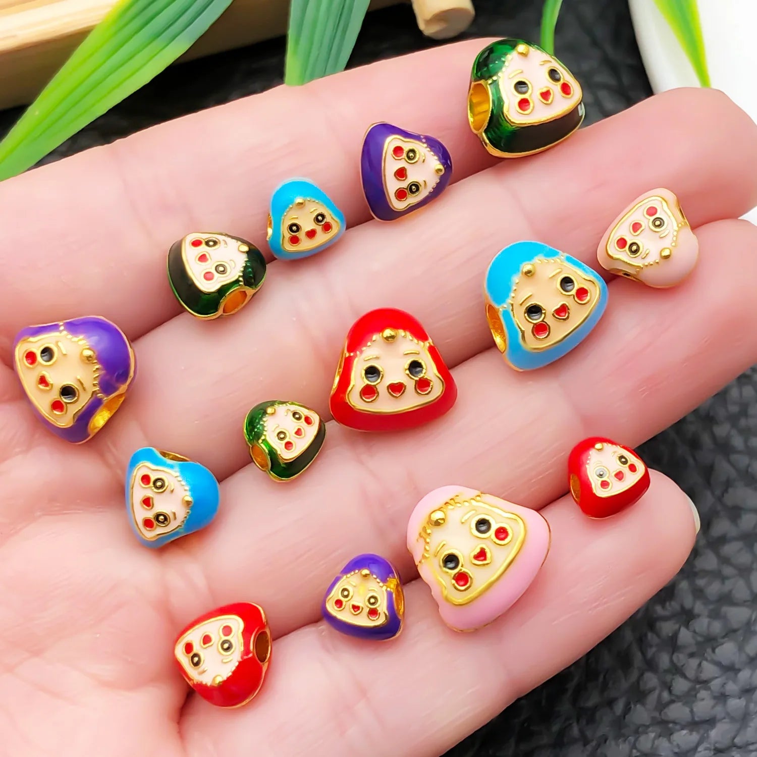 Zinc Alloy Enamel Smiling Zongzi Spacer Beads for DIY Festival Bracelets