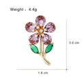 Luxury Rhinestone Flower Sunflower Cherry Brooch, Gold Alloy Lapel Pin Corsage Suit Accessory Gift