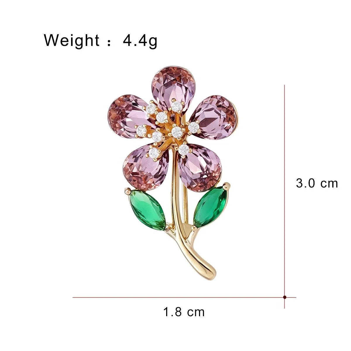 Luxury Rhinestone Flower Sunflower Cherry Brooch, Gold Alloy Lapel Pin Corsage Suit Accessory Gift