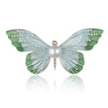 Elegant Gradient Enamel Butterfly Brooch With Pearl And Rhinestone Inlay, Women's Lapel Pin Gift
