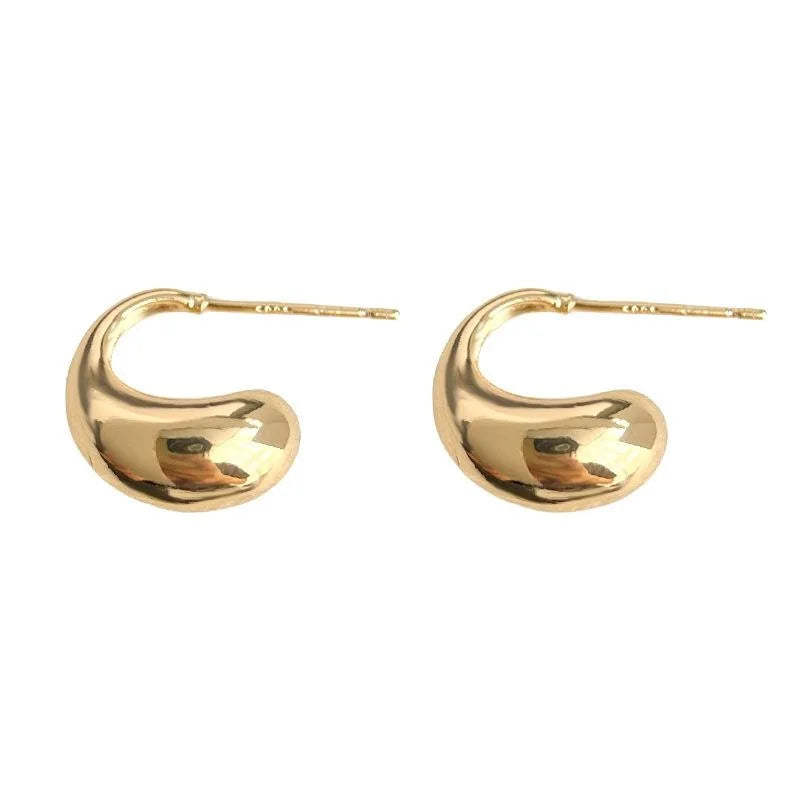 14K Gold Plated Copper Geometric Waterdrop Stud Earrings Minimalist Luxury Fashion Jewelry
