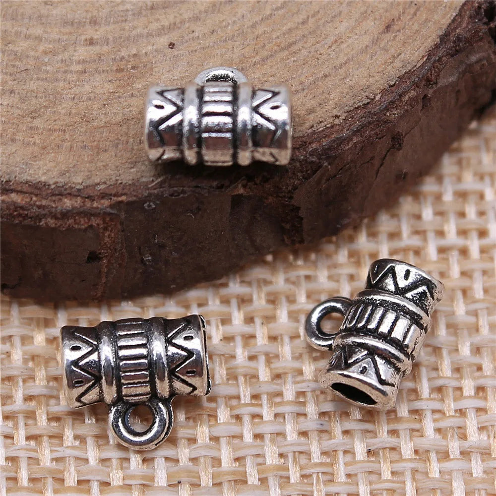8x8mm 0.6g Antique Silver Zinc Alloy Pendant Bails Connector Charms for DIY Necklace Bracelet Making