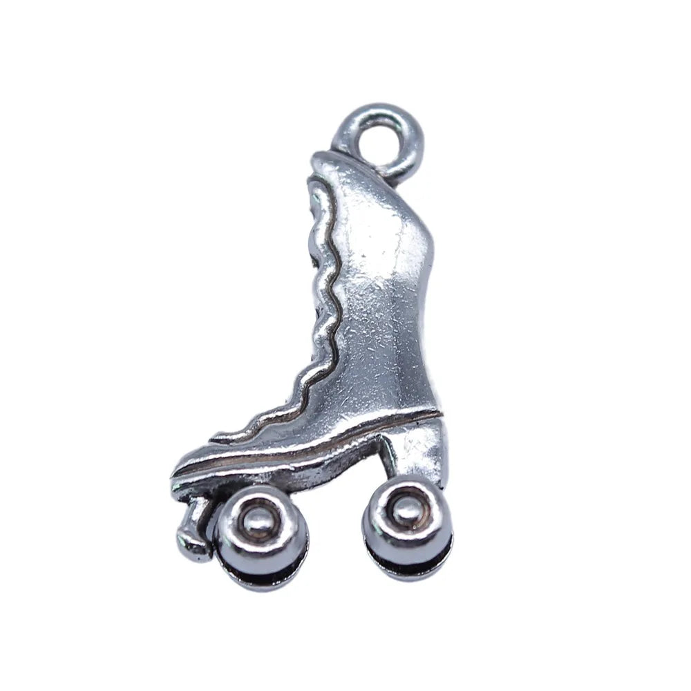 12x21mm 1.7g Antique Silver Zinc Alloy Roller Skate Charm Pendant for DIY Necklace Bracelet Making