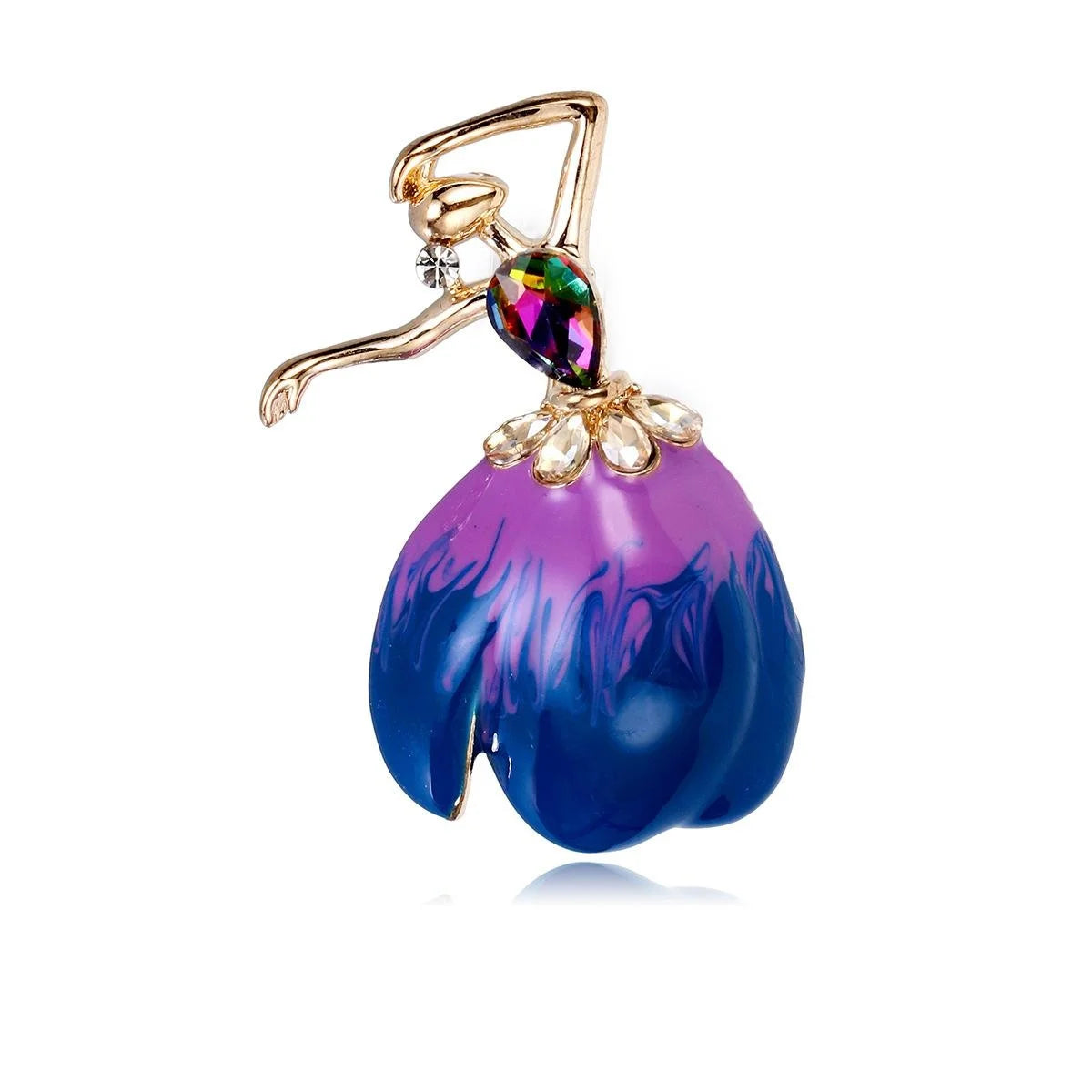 Elegant Ballet Girl Enamel Brooch With Rhinestone Alloy Dancer Lapel Pin Corsage Suit Accessory Gift