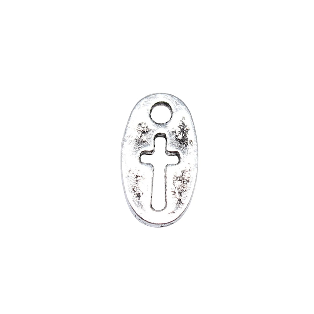 12x7mm 0.46g Antique Silver Zinc Alloy Hollow Cross Charm Pendant for DIY Necklace Bracelet Making