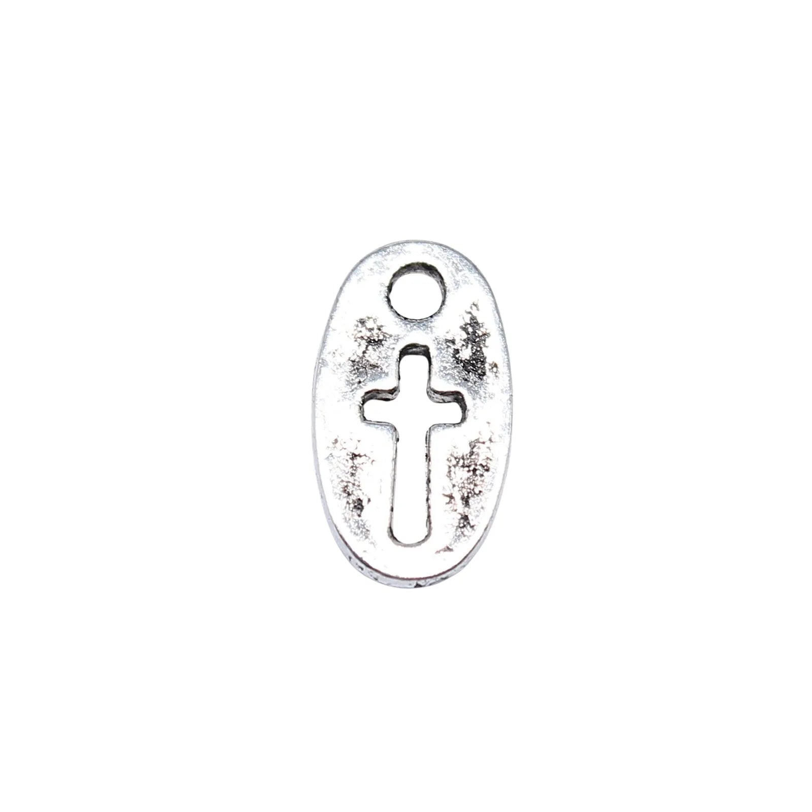 12x7mm 0.46g Antique Silver Zinc Alloy Hollow Cross Charm Pendant for DIY Necklace Bracelet Making