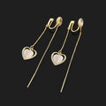 Elegant Heart Cat Eye Stone Tassel Threader Alloy Rhinestone Stud & Clip On No Piercing Earrings