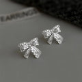 Designer Fashion Bowknot Micro Pave Zircon Copper Stud Earrings
