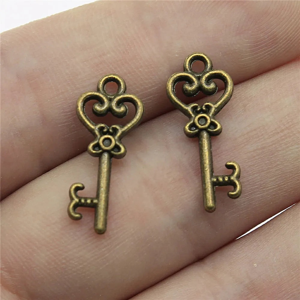 21x8mm 0.8g Multicolor Zinc Alloy Small Key Charm Pendant for DIY Bracelet Necklace Making