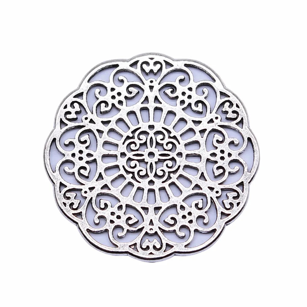 32x32mm 3.9g Multicolor zinc alloy Hollow Flower Filigree charm pendant for DIY earrings necklace