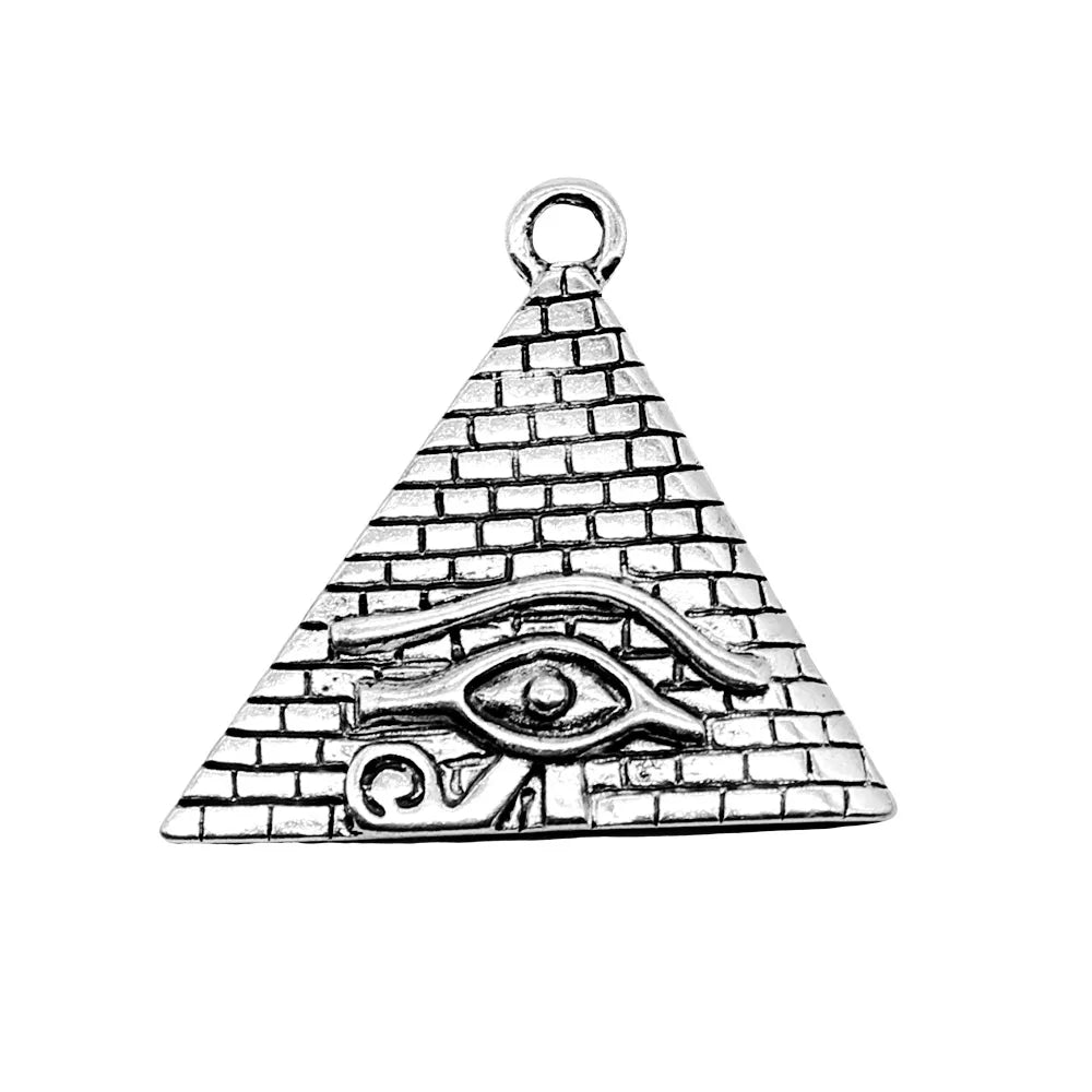 30x32mm 3.8g Multicolor Zinc Alloy Pyramid Horus Eye Charm Pendant for DIY Jewelry Making