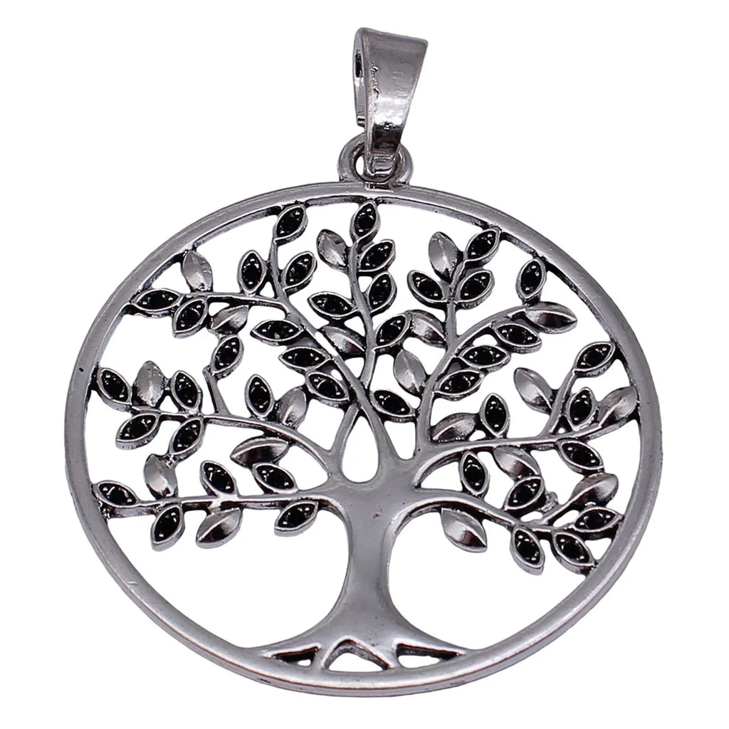 76x60mm 16.7g Antique Silver Zinc Alloy Round Tree Charm Pendant for DIY Necklace Jewelry Making
