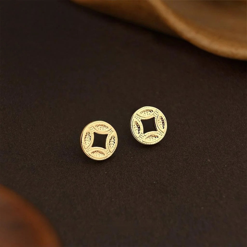 Light Luxury Silver Plated Eco Copper Coin Diamond Geometric Stud Earrings For Women