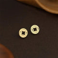 Light Luxury Silver Plated Eco Copper Coin Diamond Geometric Stud Earrings For Women