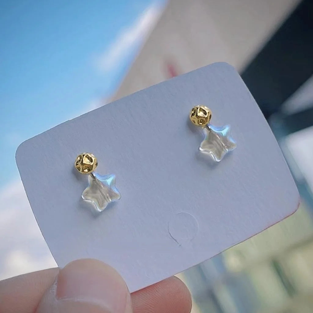 Minimalist Mini 14K Plated Copper Colorful Five Point Star Stud Earrings