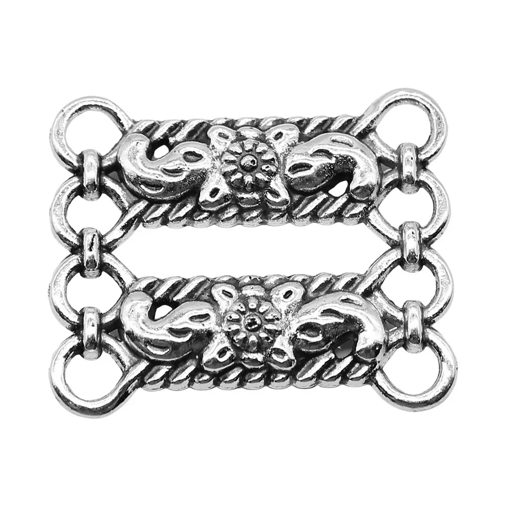 25x30mm 4g Antique Silver Zinc Alloy 8-Hole Body Chain Connector Charm for DIY Body Jewelry Making