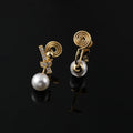 Elegant Pearl Geometric Knot Zircon Alloy Stud & Clip On No Piercing French Luxury Women's Earrings