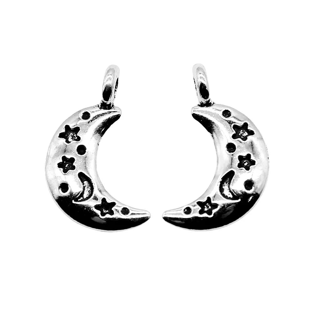 12x19mm 0.8g Multicolor Zinc Alloy Moon Star Charm Pendant for DIY Necklace Bracelet Jewelry Making