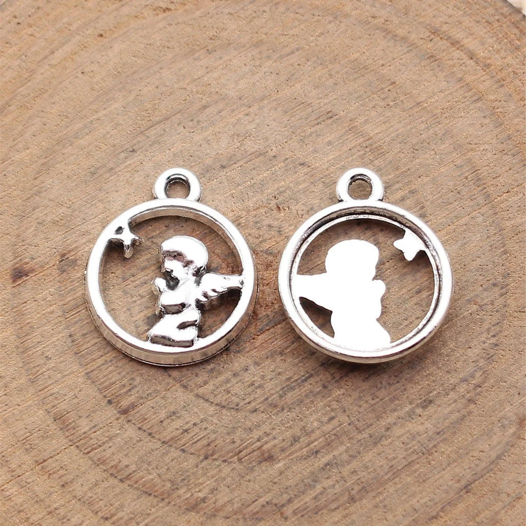 17x14mm 1.1g Antique Silver Zinc Alloy Praying Angel Charm Pendant for DIY Necklace Jewelry Making