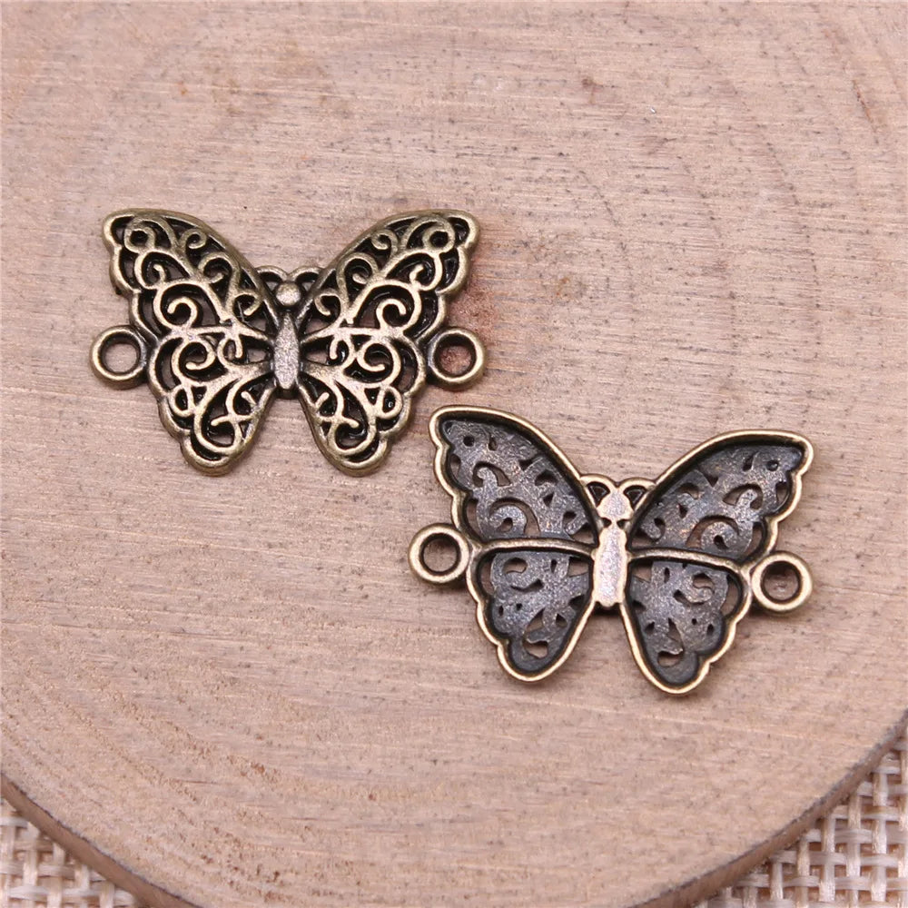 14x21mm 0.9g Zinc Alloy Butterfly Connector Charm for DIY Necklace Bracelet Jewelry Making