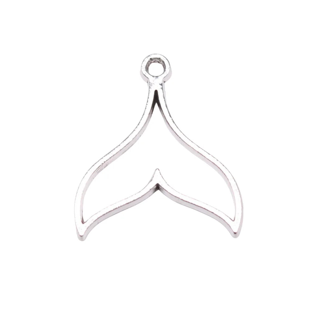 20x17mm 0.49g Multicolor Zinc Alloy Hollow Whale Tail Charm Pendant for Ocean Jewelry Making