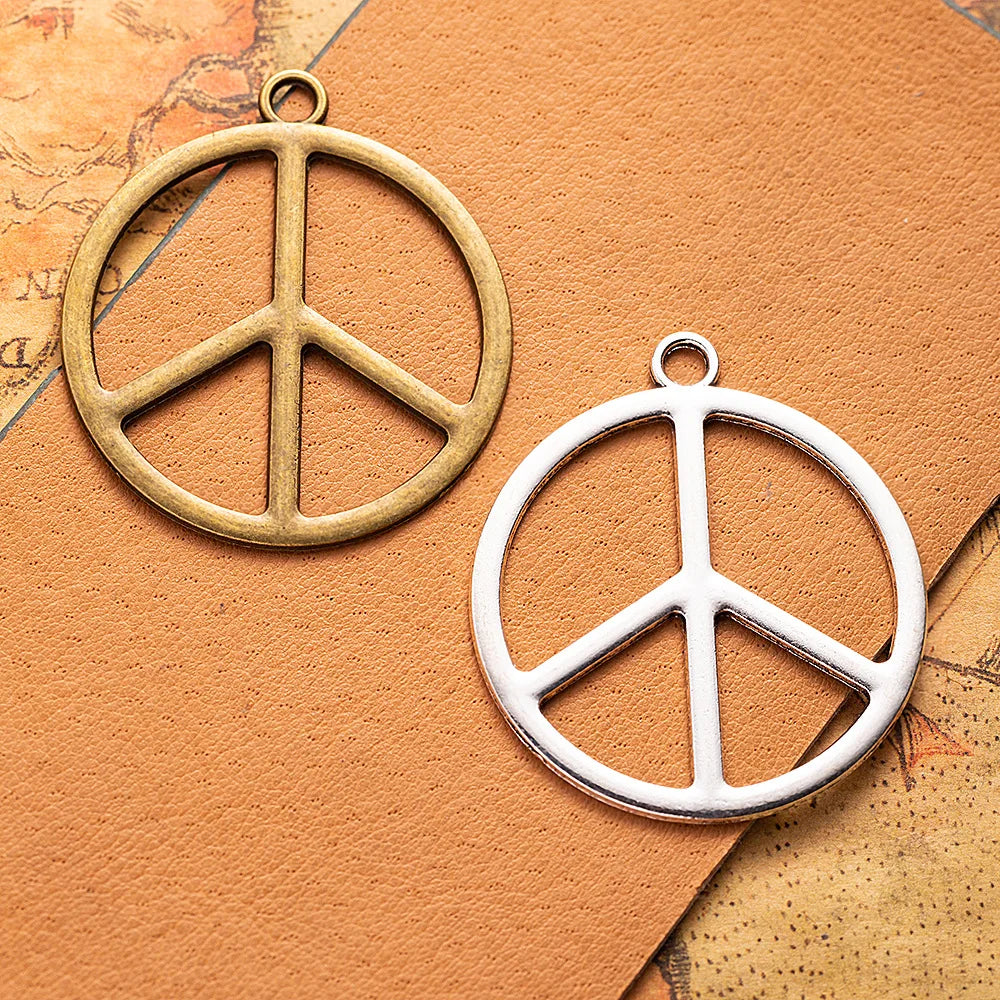 48x42MM Antique Silver Zinc Alloy Peace Sign Charm Pendant for DIY Necklace Bracelet Jewelry Making