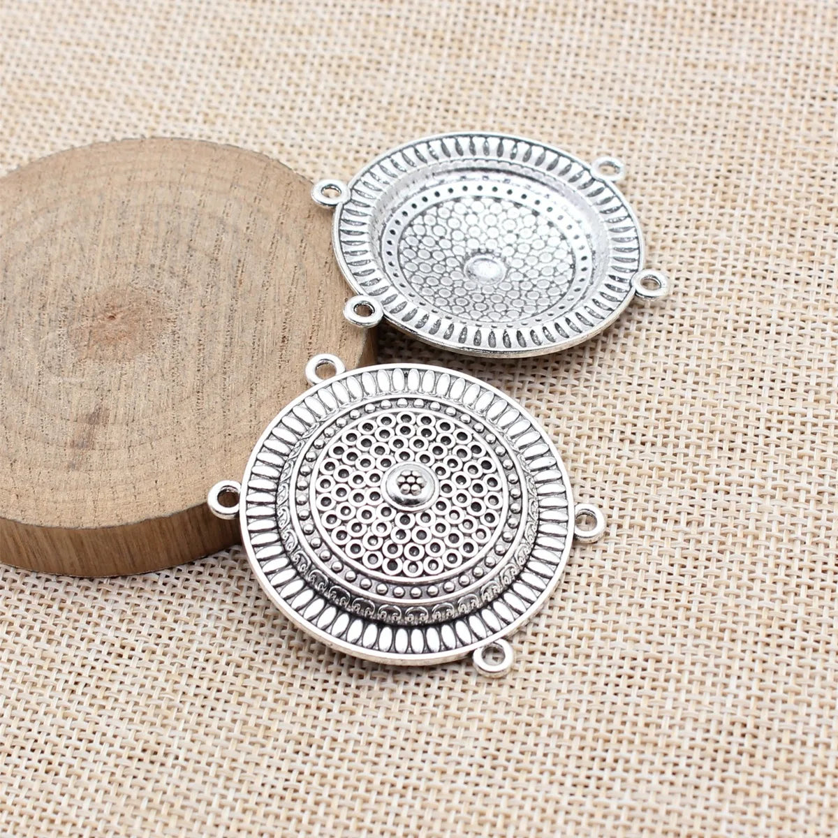 42x40mm 7.7g Antique Silver Zinc Alloy 4 Hole Connector Charm for Body Chain Waist Chain Headpiece DIY