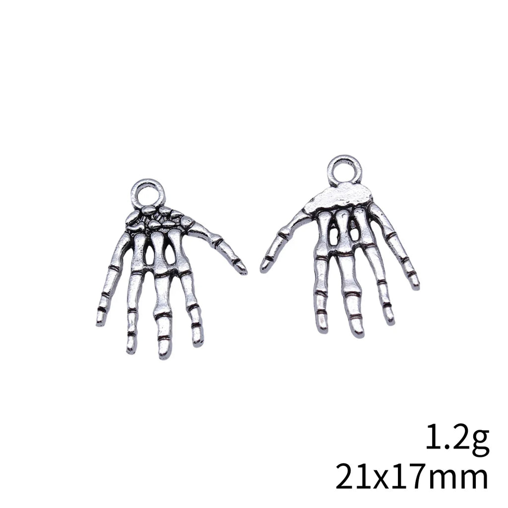 21x17mm 1.2g Antique Silver Zinc Alloy Skull Hand Charm Pendant for DIY Gothic Necklace Bracelet