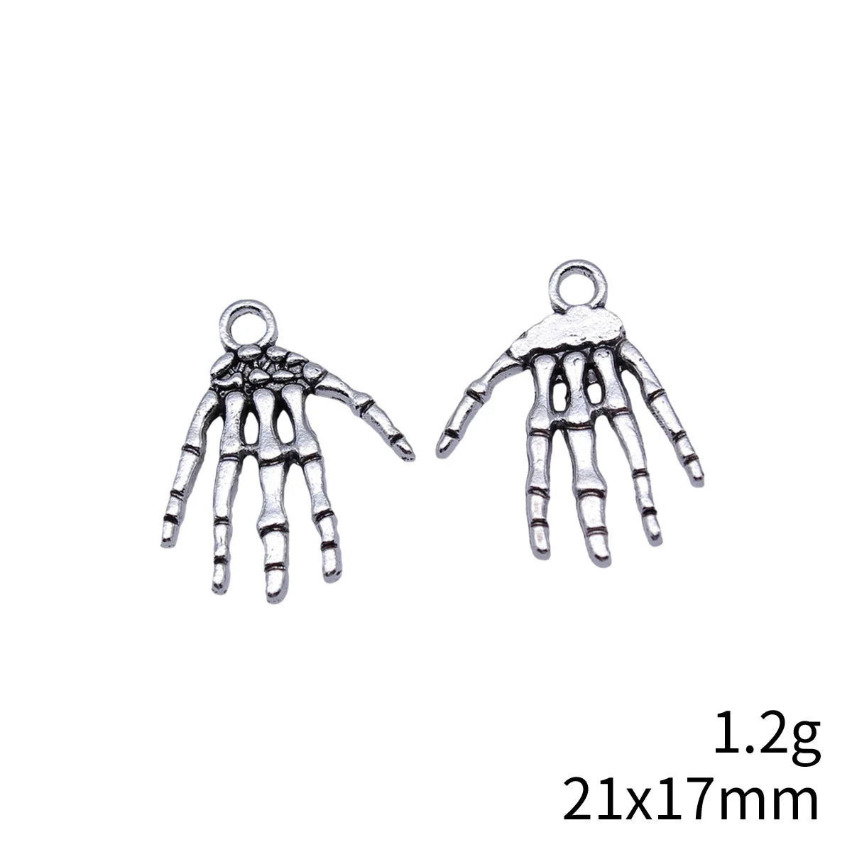 21x17mm 1.2g Antique Silver Zinc Alloy Skull Hand Charm Pendant for DIY Gothic Necklace Bracelet