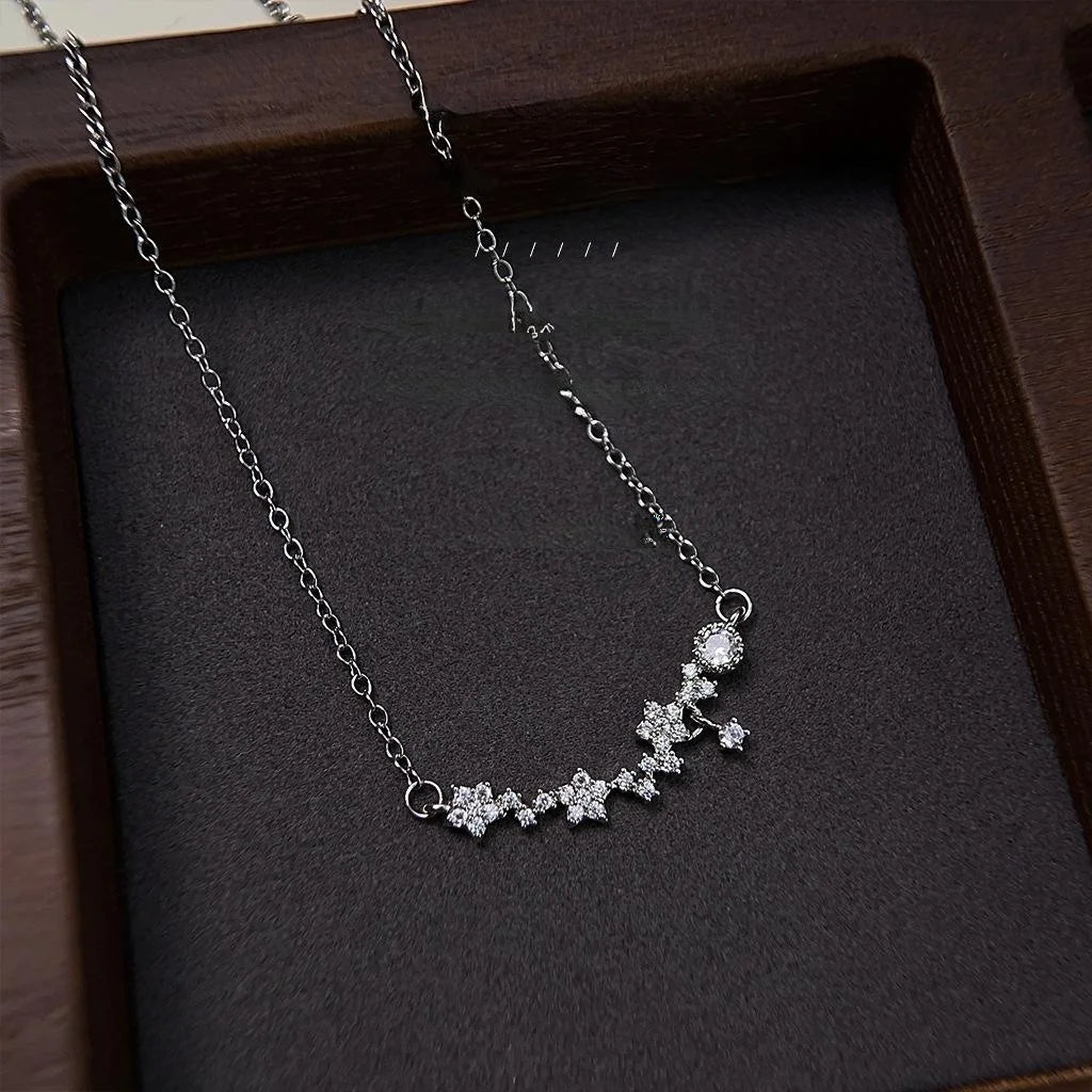 Copper Zircon Micro Pave Geometric Line Clavicle Necklace For Women Minimalist Trendy Jewelry