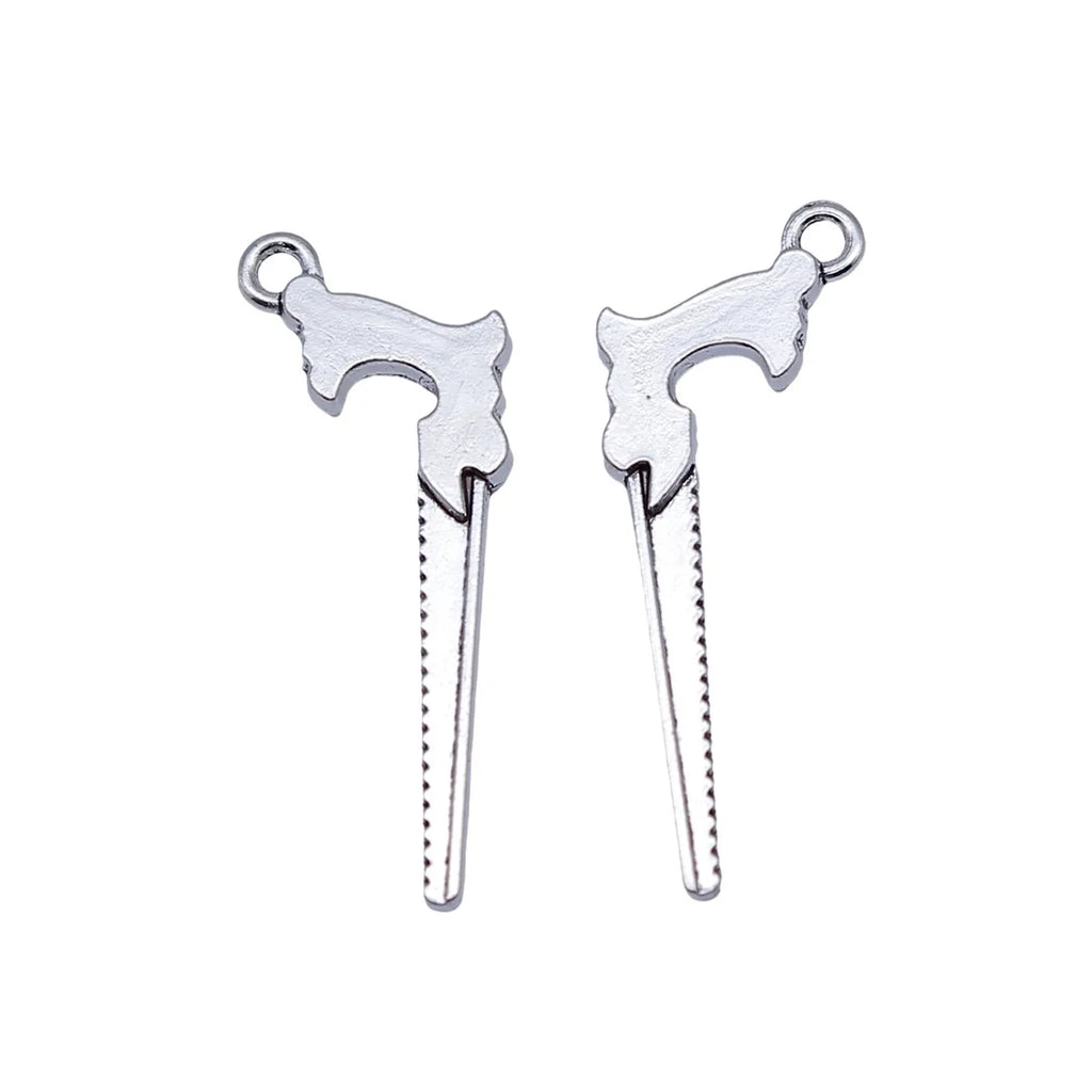 29x11mm 0.79g Antique Silver Zinc Alloy Hand Saw Tool Charm Pendant for DIY Necklace Bracelet Making