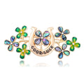 Elegant Alloy Four Leaf Clover Horseshoe Brooch With Enamel Rhinestone Flowers, Women's Lapel Pin Gift