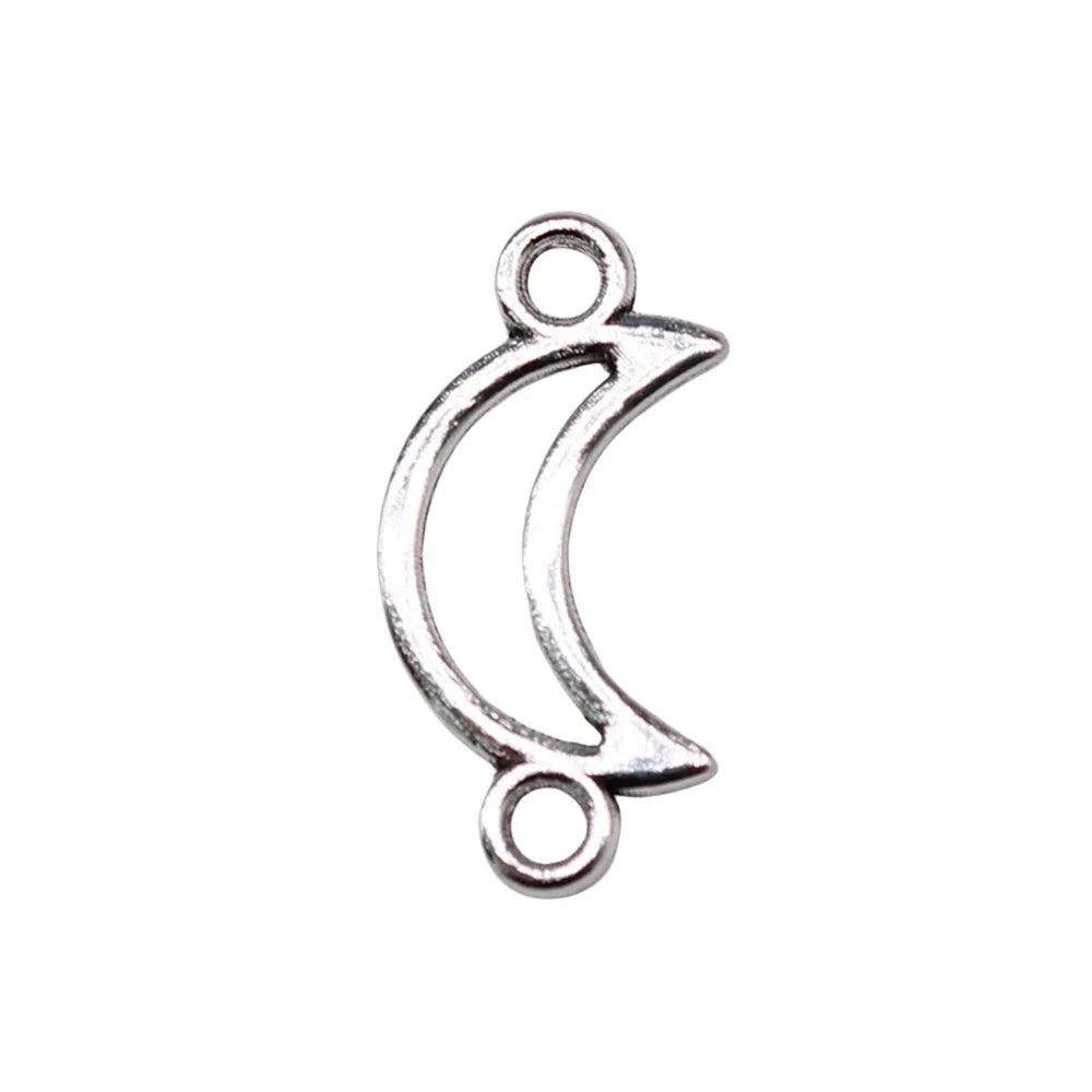 18x9mm 0.41g Multicolor Zinc Alloy Hollow Moon Connector Charm Pendant for Bracelet Jewelry Making