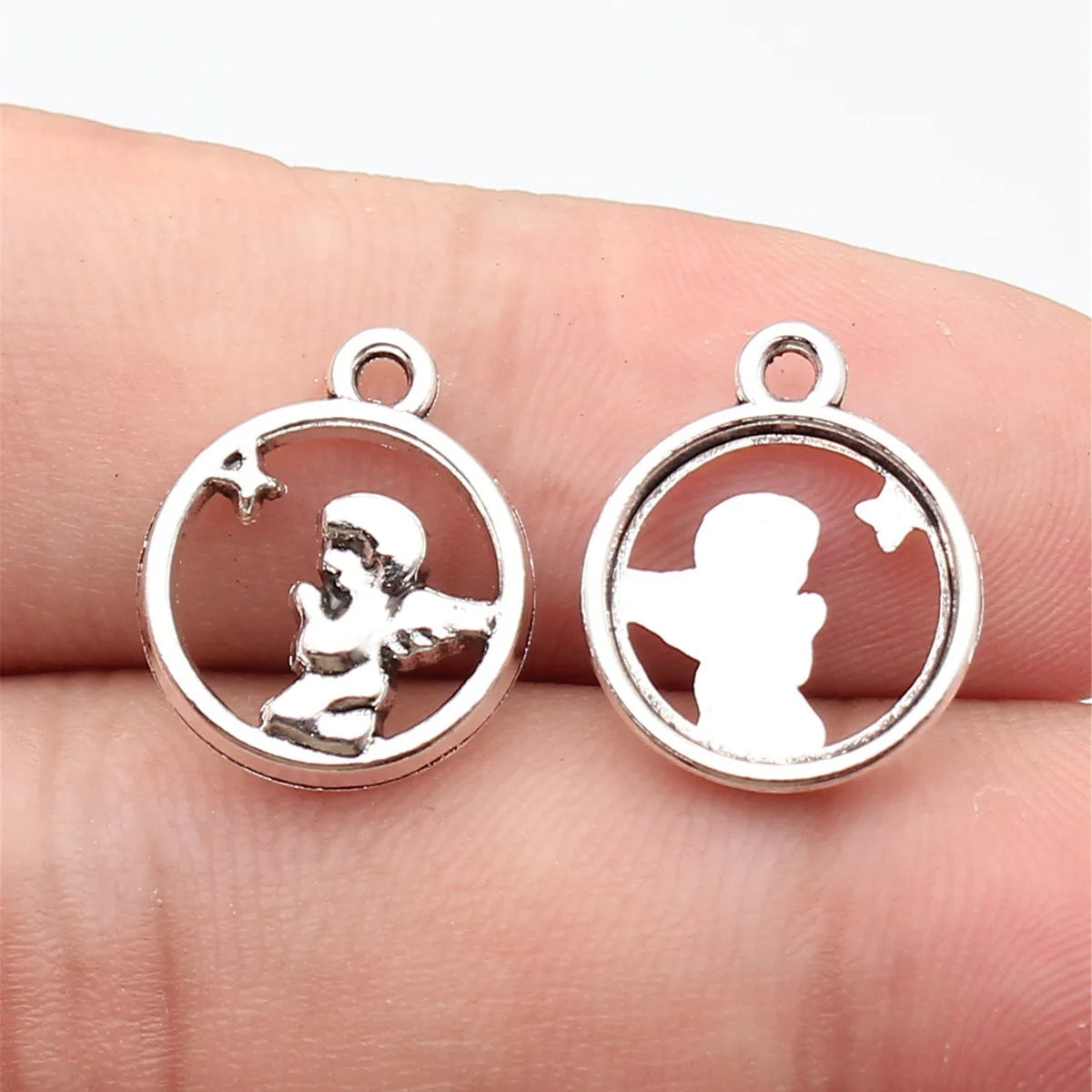 17x14mm 1.1g Antique Silver Zinc Alloy Praying Angel Charm Pendant for DIY Necklace Jewelry Making