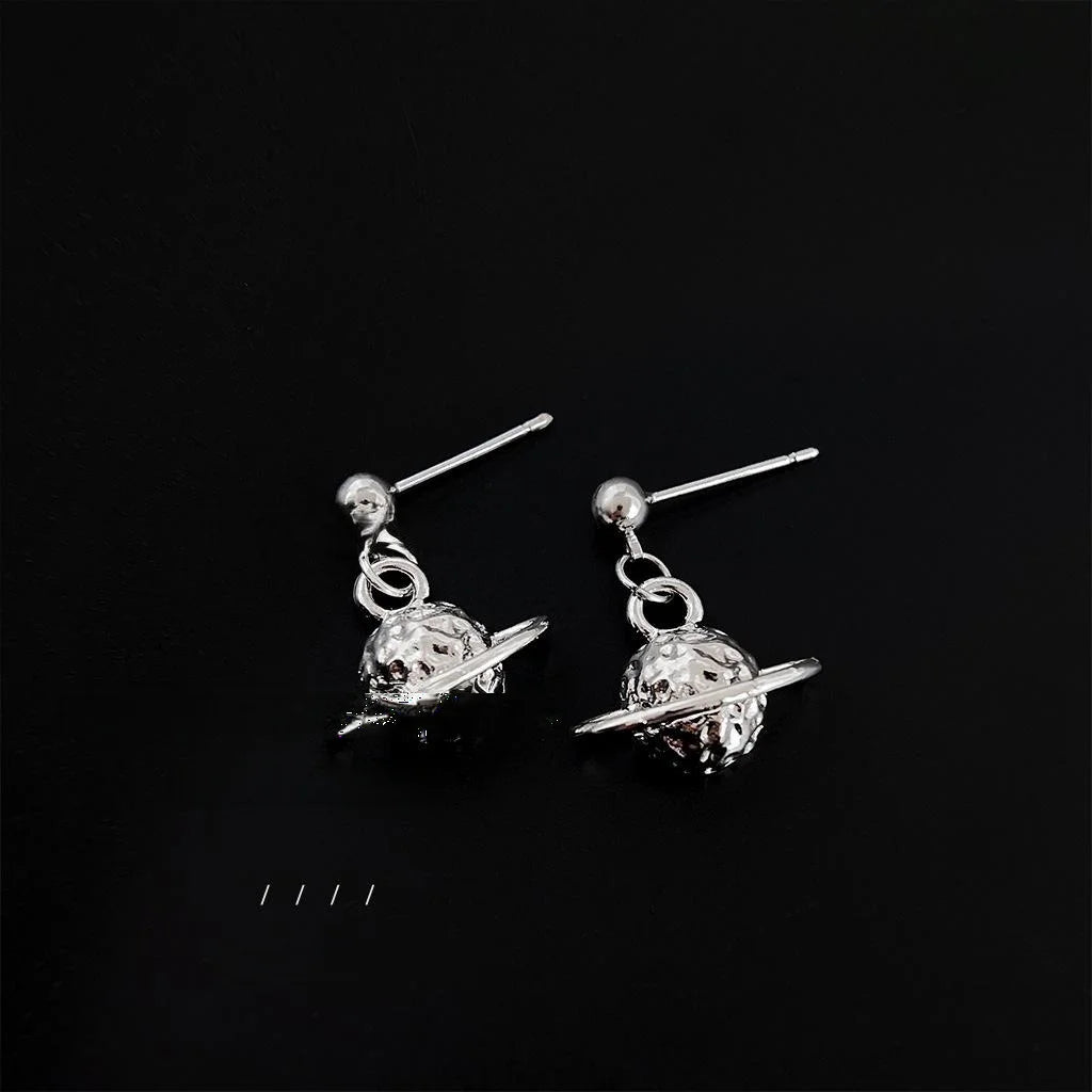 Minimalist Copper Planet Stud Earrings For Women Geometric Fashion