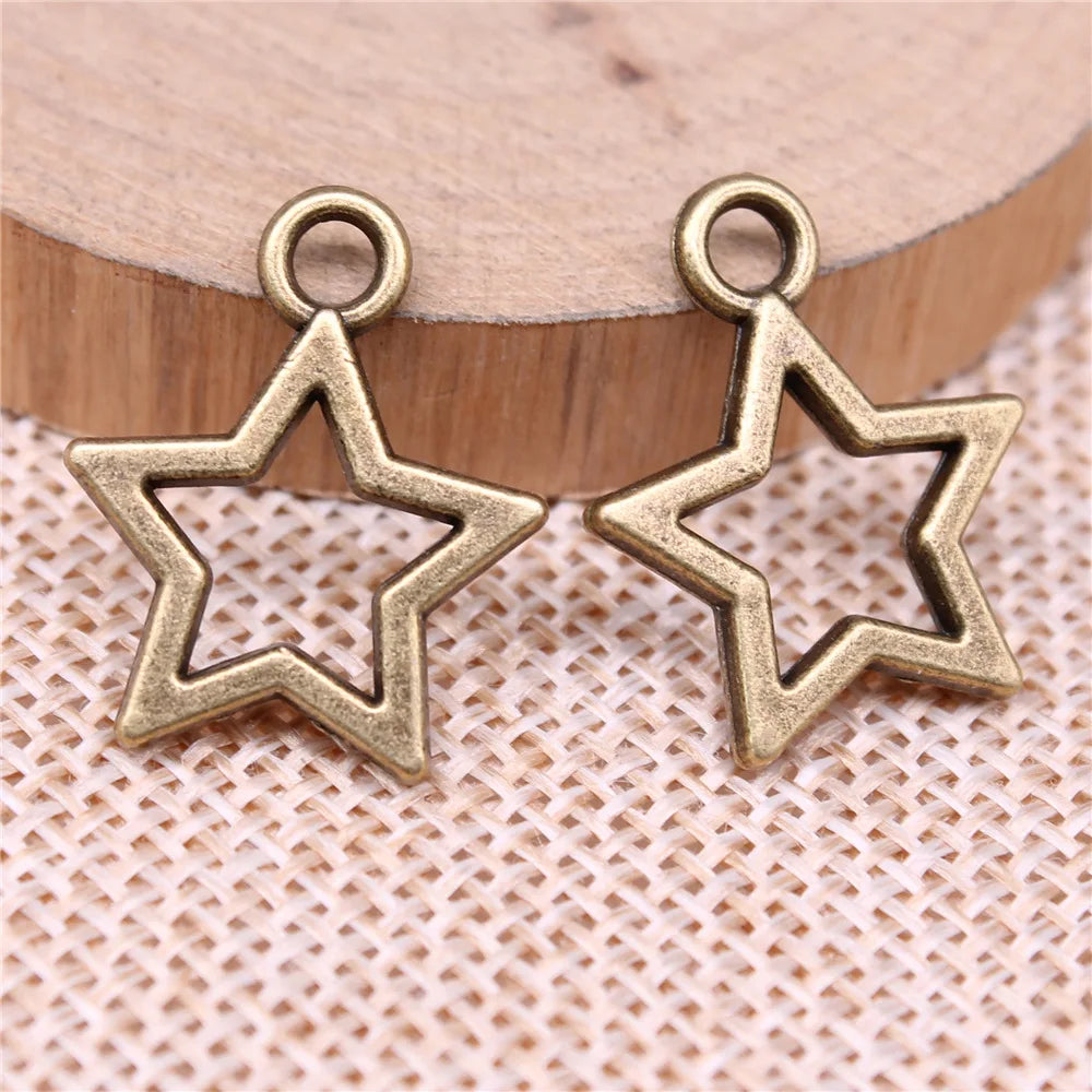 18x21mm 1.4g Multicolor Zinc Alloy Hollow Star Charm Pendant for DIY Necklace Bracelet Jewelry Making