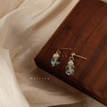 Handmade Aquamarine Chip Freshwater Pearl Stud Earrings 14K Gold Plated Geometric Jewelry