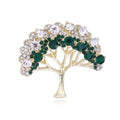 Elegant Fortune Tree Brooch With Green Zircon Rhinestones, Gold Alloy Lapel Pin Corsage For Women Suit Gift
