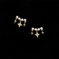 Versatile Copper Zircon Meteor Arc Stud Earrings With Pearl Star Smile Design