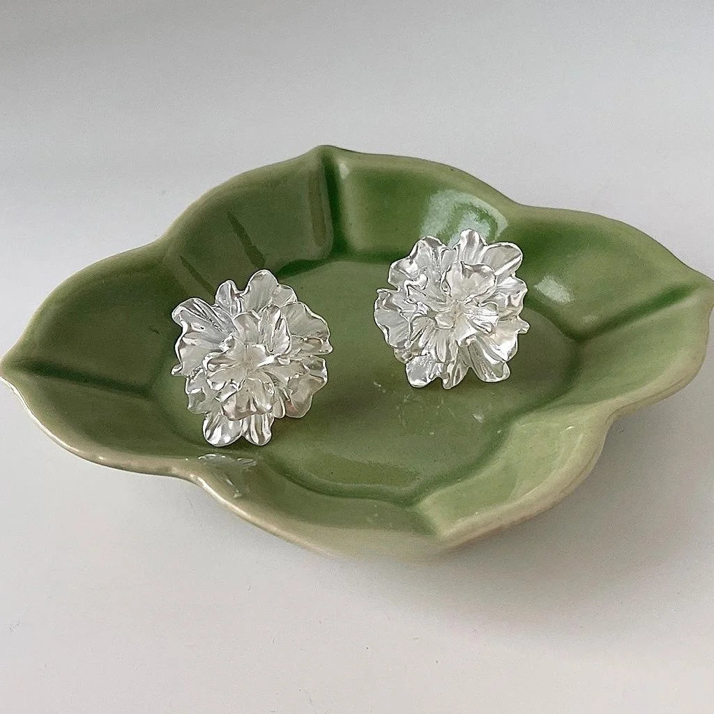 High Quality Resin 3D Flower Stud Earrings With Silver Plated Pins Forest Style Jewelry