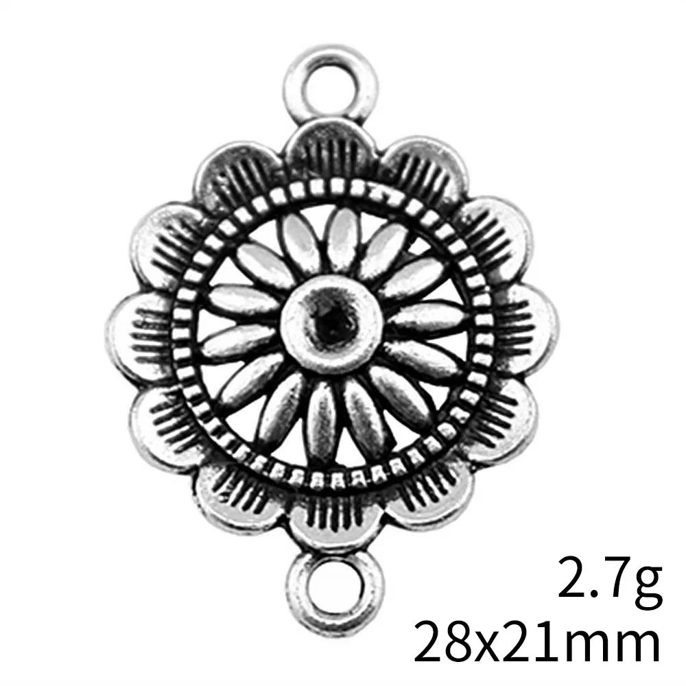 28x21mm 2.7g Antique Silver Zinc Alloy Flower Connector Charm for DIY Bracelet and Necklace Making