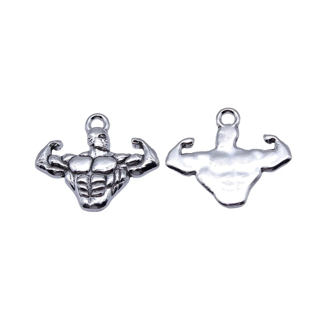 23x20mm 2.5g Antique Silver Zinc Alloy Muscle Man Charm Pendant for Necklace Bracelet Jewelry Making